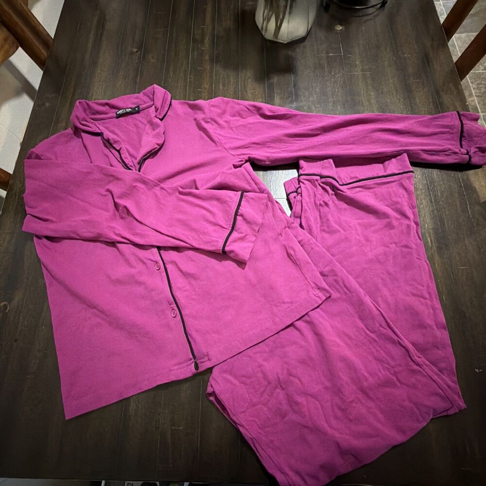 Nasty Gal Pajama Set Womens Size 10 Purple Long Sleeve Top and Pants